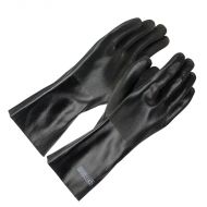 PVC Double Dipped Gloves, Black, Sandy, 14" long, 12 pair/BX