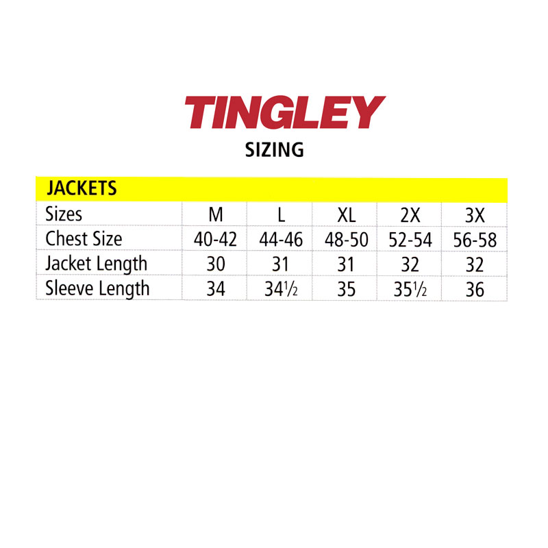 Tingley Rain Gear Size Chart